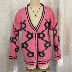 Chic Pink and green Women's Cardigan